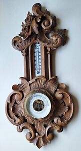 Antique German Barometer Thermometer In A Beautifully Hand Carved Case 20 86 