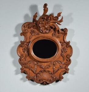  Vintage French Louis Xv Rococo Highly Carved Mirror In Oak Frame
