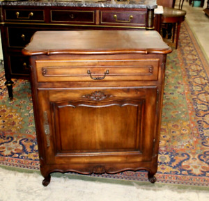 French Antique Walnut Louis Xv Cabinet With One Door One Drawer