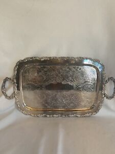 Oneida Silver Plated Tea Tray Serving Platter 24x13 Some Tarnish Scratches