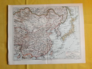 1895 China Japan Vintage Map Mongolia East Asia Original 11 5 X 9 5 Color C10 8