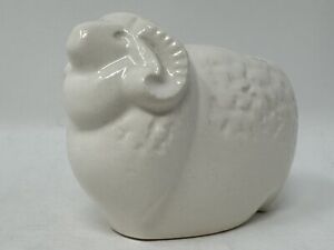 Japanese Porcelain Zodiac Sheep Figurine Vtg White Lucky Charm Small Vase