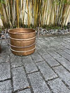 Antique Copper Log Bin Coal Bucket Scuttle 