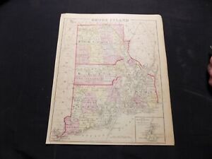 1883 Antique Atlas Map Rhode Island