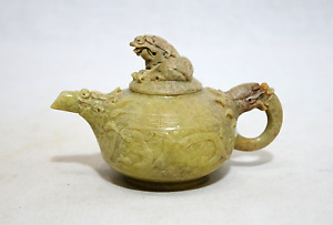 Nice Hand Carved Chinese Shou Shan Stone Teapot 10