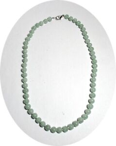 Jade Chinese Bead Necklace 20 Length 14k White Lobster Claw Catch