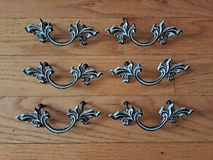 6 Vintage 3 Center Drawer Pulls French Provincial Distressed White