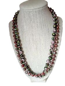2 Vintage Estate Chinese Cloisonne Enamel Floral Auspicious Beads Necklaces Lot
