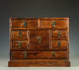 Treasured Old African Hedgehog Flower Pear Wood Eight Bucket Cabinet