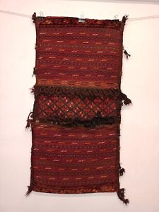 Antique Turkmen Yomut Or Goklan Complete Saddle Wool Bag Khordjin Collectible