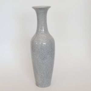 Antique Chinese Crackle Glaze Porcelain Vase 12 Monochrome Gray No Maker Mark
