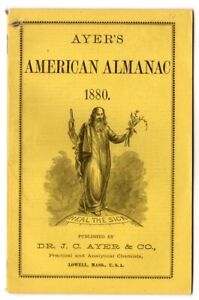 Antique Ayer S American Almanac 1880 Zodiac Ayer S Patent Medicines