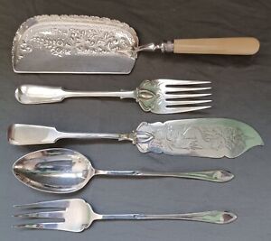 Group Of 5 Large English Silverplated Serving Pieces
