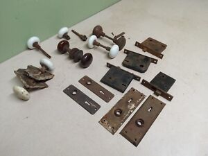 Job Lot Of Vintage House Glass Door Knobs An Latches An Parts Antique