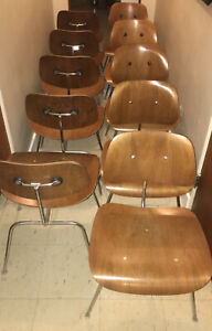 Set Of 10 Vintage Eames Herman Miller Dining Chair Dcm Molded Plywood Mcm Rare