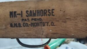 Antique Primitive Unusual Portable Antique Saw Horses Stamped Mk 1 G M S 