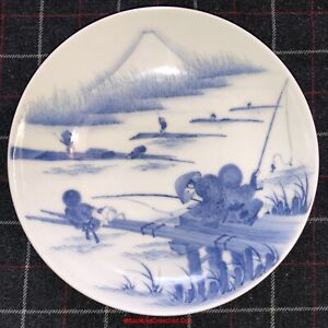 Japanese Edo 19thc Nabeshima Porcelain Plate After Hokusai 100 Views Of Fuji
