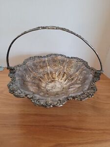 Vintage Silver Plated Centerpiece Fruit Bowl Victorian Style 12 Round