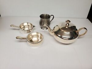 Vintage Silver Plated Tea Pot Set W Creamer And Sugar Bowl Made In India