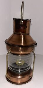 Antique Copper Oil Nautical Lantern Made In Hong Kong