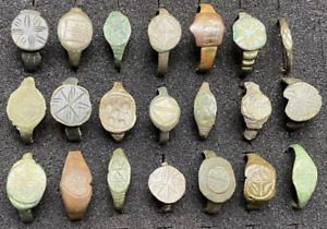 Set Of Rare Ancient Roman Bronze Rings 21 Pcs Inserting Stones