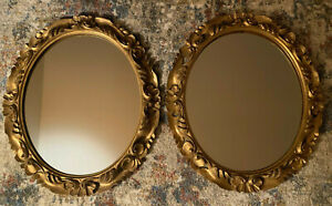 Antique Gold Wall Mirror Pair Carved Italy