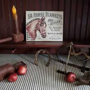 Antique Primitive Vintage Style Horse Blanket Advertising Pony Equestrian Sign