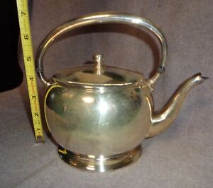 Nice Vtg Academy Silver On Copper 120 Tea Coffee Or Hot Water Pot
