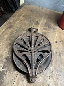 Antique Old Industrial Stowell Cast Iron Hay Trolley Carrier Barn Drop Pulley