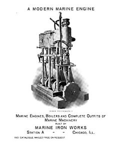 Antique Marine Iron Works Vacuum Engine Steam Gauge Indicator Chicago Il
