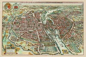 1615 Map Of Paris France Historic Old Map 16x24