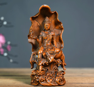 Zq026 18x9x5 5 Cm Carved Boxwood Figurine Guan Yin Kuan Yin Fairy Buddist