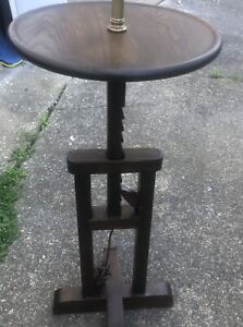 Rare Ratcheting Arts And Crafts Mission Oak Lamp Table Stand 57 X 13 5 