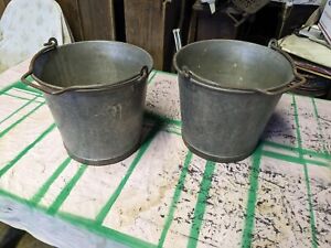 Antique Metal Galvanized Bucket Vintage Old Steel Milk Farming Dairy Maple Syrup