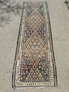 Seneh Hand Tied Wool Rug Runner Gallery Carpet 10 X3 Semi Antique Colorful