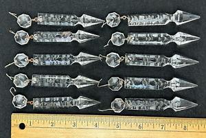 10 Antique Cut Crystal Glass Prism Drop Lusters Lamp Chandelier 3 25 Long