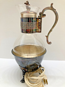 Coffee Tea Carafe And Stand Fb Rogers Silver Vtg Model 1359e Electric Warmer T