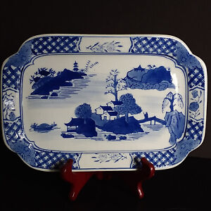 Canton Collection Blue White Porcelain Plate Vintage 1960s China Collectible