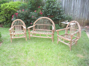Adirondack Rare Antique Bent Wood Settee Set With Loveseat Two Chairs