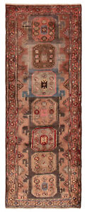 Vintage Bordered Hand Knotted Carpet 3 5 X 9 2 Traditional Wool Rug