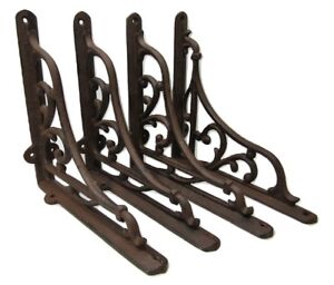 Set Of 4 New Antique Victorian Style Cast Iron Shelf Brackets 9 X 9 Hangers