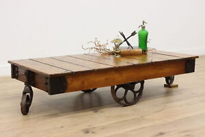 Farmhouse Antique Salvage Railroad Cart Coffee Table 47393