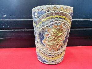 Roman Ancient Mosaic Gabri Glass Cup Hunter Engraved With Brass