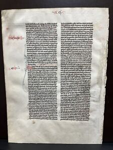 Large Single Leaf From A Circa 1250 Paris Latin Bible On Vellum