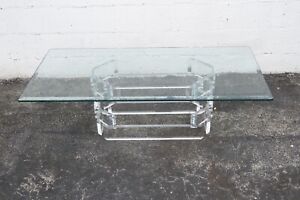 Mid Century Modern Lucite Acrylic Glass Top Coffee Table 4686