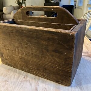 Antique Primitive Wooden Tool Box W Insert Boxes Rustic Wood 18 X9 X10 5 