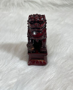 Chinese Foo Dog Red Bookend Antique Broken Tail