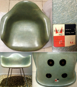 2 Eames Seafoam Green Rope Edge Chair 1g Herman Miller Checkerboard Shells Only 