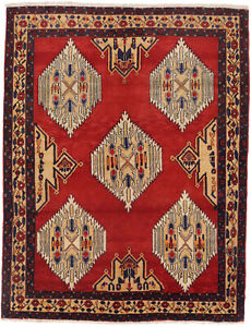 Farmhouse Boho Decor Vintage Tribal 5x6 Oriental Rug Hand Knotted Wool Carpet