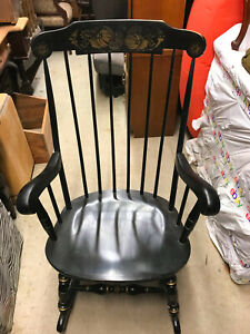 Mid Century Black Painted Ethan Allen Rocker Rocking Chair